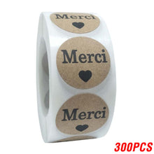 Load image into Gallery viewer, 100-500pcs Merci Kraft Sticker French Thank You Fait Main Avec Amour DIY Multifunction Paper Label Adhesive Gift Seal Sticker
