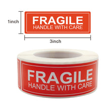 Load image into Gallery viewer, 250pcs/roll Red Warning Sticker Fragile Handle With Care DO NOT BEND 2.5x7.5cm Transport Packaging Remind Labels
