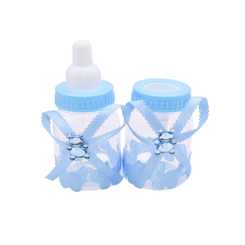 12 Pieces Boy Girl Baby Shower Decor Chocolates Candy Bottles Baptism Favors Box Gender Reveal Party Gifts Boxes Mini Baby Bottle