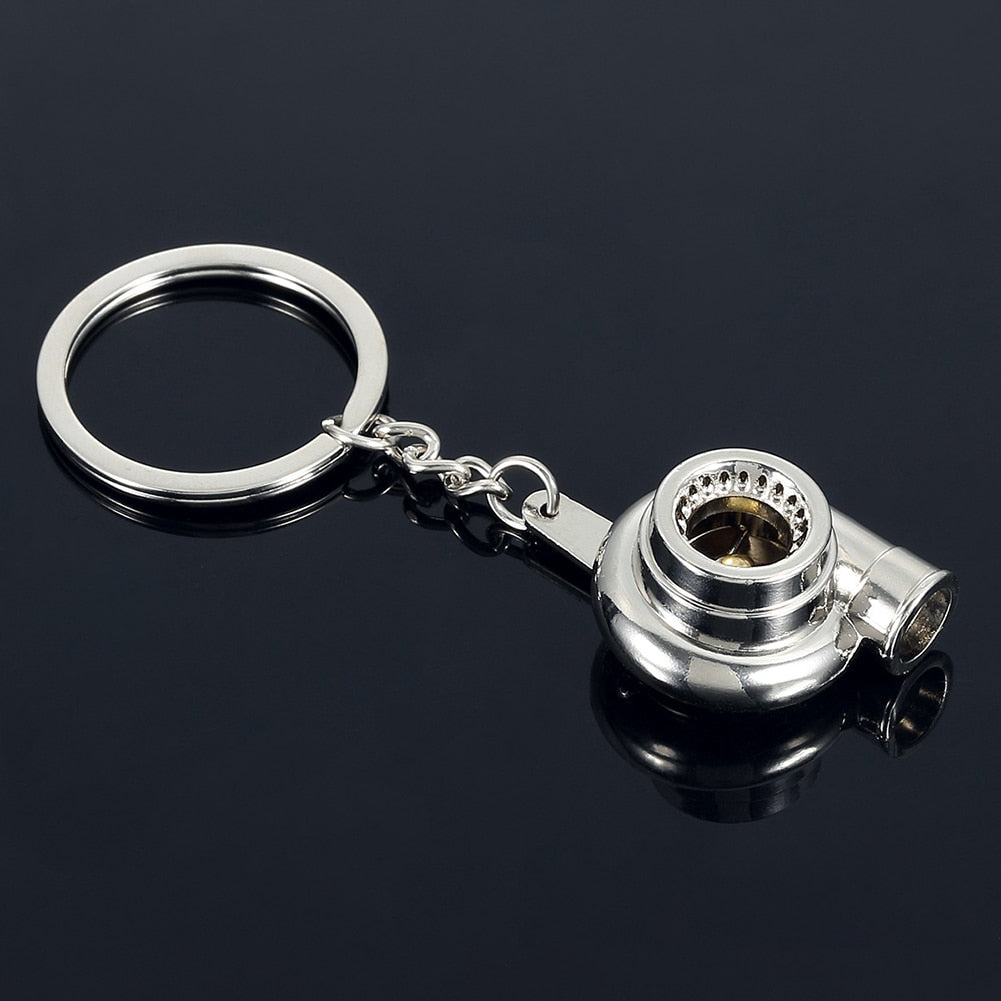 Car Turbo Turbocharger Keychain Zinc Alloy Metal Keyring Spinning Mini Turbine Key Ring Auto Pendant Creative for Women Men Gift