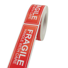 Load image into Gallery viewer, 250pcs/roll Red Warning Sticker Fragile Handle With Care DO NOT BEND 2.5x7.5cm Transport Packaging Remind Labels
