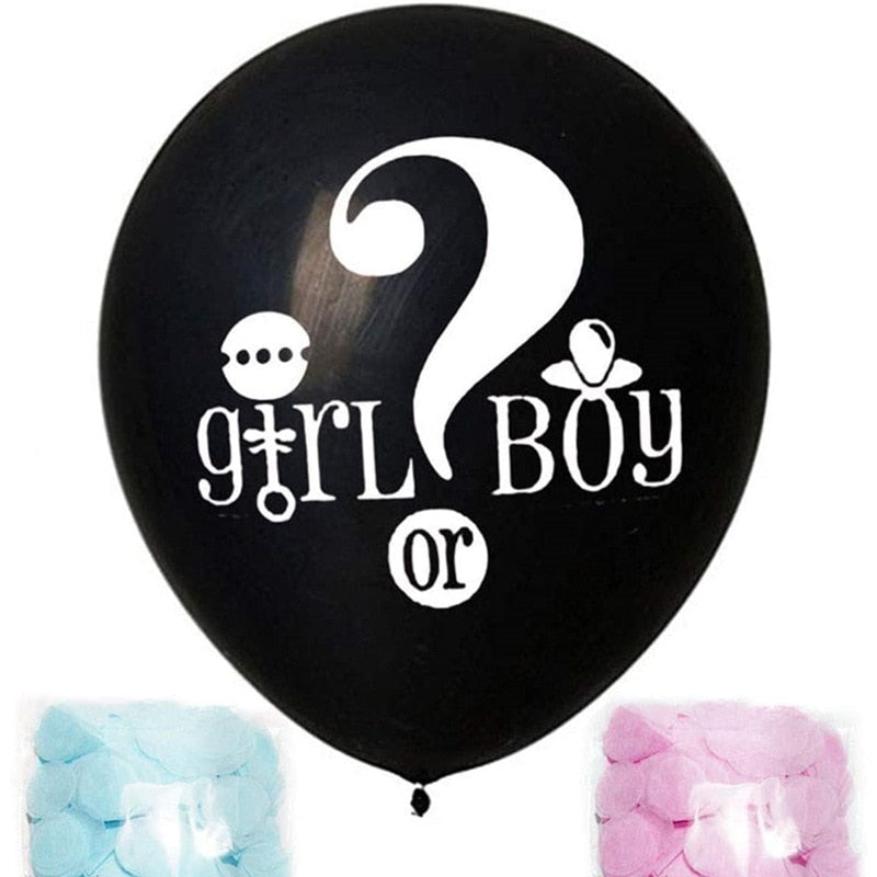 1 Set Giant Boy Or Girl Gender Reveal Black Latex Balloon Baby Shower Confetti Ballons Birthday Gender Reveal Party Decoration