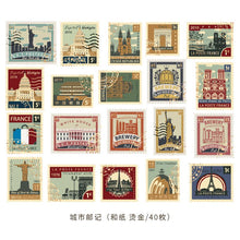 Load image into Gallery viewer, 40 Pieces pack Museum Series Decorative Stickers Scrapbooking Stick Label Diary Album Stationery Retro Stamp Plant Sticker
