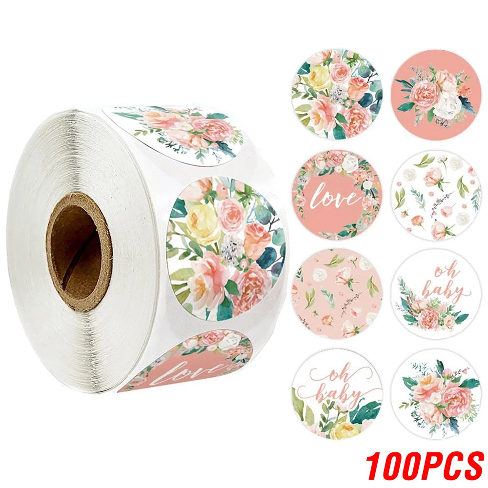 100-500 Pieces Thank You Sticker Envelope Seal Scrapbook Sticker Pink Heart Cute Round Sticker Stationery Label Stickers small business supplies