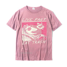 Load image into Gallery viewer, Live Fast! Eat Trash! Opossum Raccoon Rodent meme T-Shirt Design T Shirts Tops Shirts custom handmade funny design
