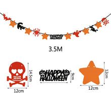 Load image into Gallery viewer, Happy Halloween Paper Banner Horror Bat Pumpkin Witch Spider Skull Garland For Halloween Party Hanging Decoration Bunting Flags
