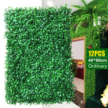 Load image into Gallery viewer, 12 Piece Artificial Hedge High Density Ties Fence Panel Grass Mat Garden Backyard Wall Decor 40*60cm DIY Crafting material tool supplies fake moss
