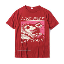 Load image into Gallery viewer, Live Fast! Eat Trash! Opossum Raccoon Rodent meme T-Shirt Design T Shirts Tops Shirts custom handmade funny design
