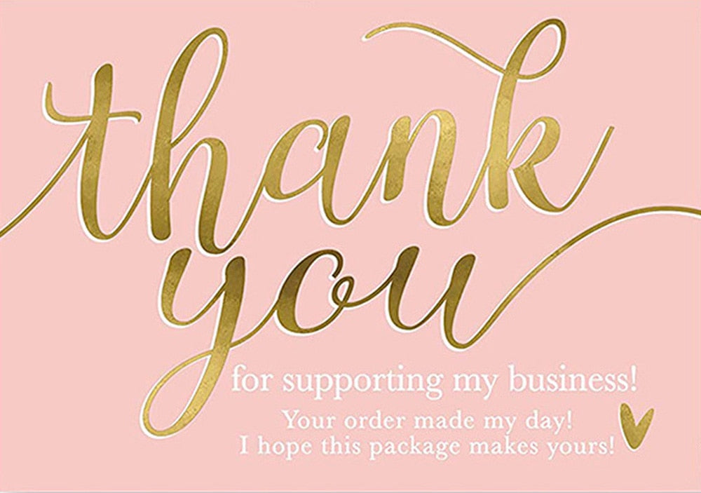 10-50 Pieces Pink Thank You for Supporting My Small Business Card Thanks Greeting Card Appreciation Cardstock for Sellers Gift 5*9cm