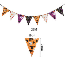 Load image into Gallery viewer, Happy Halloween Paper Banner Horror Bat Pumpkin Witch Spider Skull Garland For Halloween Party Hanging Decoration Bunting Flags
