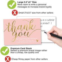 Load image into Gallery viewer, 10-50 Pieces Pink Thank You for Supporting My Small Business Card Thanks Greeting Card Appreciation Cardstock for Sellers Gift 5*9cm

