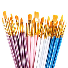 Load image into Gallery viewer, 10 PIECES Professional Paint Brushes Set for Artist Nylon Hair Point Plastic Handle for Oil  Watercolor Gouache Acrylic Art Painting crafting tool craft artist painter
