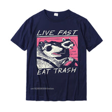 Load image into Gallery viewer, Live Fast! Eat Trash! Opossum Raccoon Rodent meme T-Shirt Design T Shirts Tops Shirts custom handmade funny design
