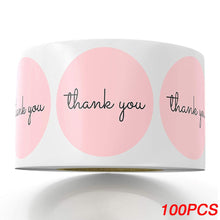 Load image into Gallery viewer, 100-500 Pieces Thank You Sticker Envelope Seal Scrapbook Sticker Pink Heart Cute Round Sticker Stationery Label Stickers small business supplies
