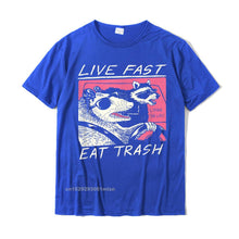 Load image into Gallery viewer, Live Fast! Eat Trash! Opossum Raccoon Rodent meme T-Shirt Design T Shirts Tops Shirts custom handmade funny design
