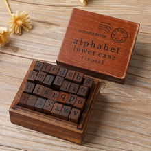 Load image into Gallery viewer, 28 Pieces Alphabet Stamps Vintage Wooden Rubber Letter Standard Stamp Set for Craft Card Making Planner Scrapbooking Journals
