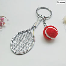 Load image into Gallery viewer, Tennis Racket Keychain Cute Sport Mini Keychain Pendant Keyring Key Chain sports Breadstick Ace Backswing Baseline groundstroke
