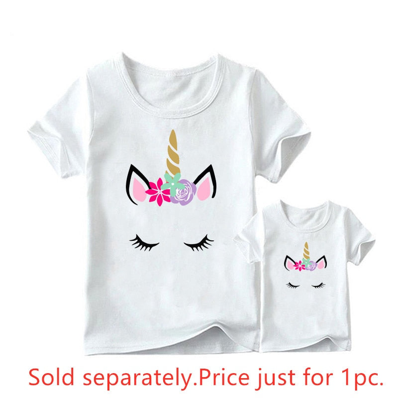 Unicorn Printed Family Matching Clothes T Shirt Fashion Mother and Daughter Clothes Mommy and Me Family Look Tshirt Outfits custom print