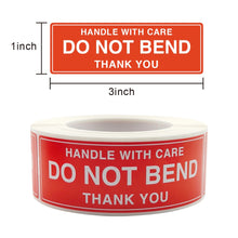 Load image into Gallery viewer, 250pcs/roll Red Warning Sticker Fragile Handle With Care DO NOT BEND 2.5x7.5cm Transport Packaging Remind Labels
