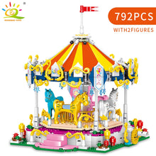 Load image into Gallery viewer, Amusement Park 3D Model Micro Building Blocks City Street View Architecture MOC Carousel Mini Bricks Children DIY building material kit
