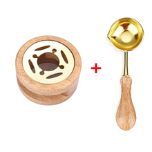 Load image into Gallery viewer, 2PCS Retro Wax Seal Stamp Set Lacquer Stove With Wood Handle Spoon Wax Seal Melting Furnace Heater Wax Bead Stick Heater Pot
