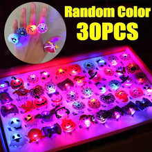 Load image into Gallery viewer, LED Halloween Rings Creative Pumpkin Ghost Skull Glowing In Dark Finger Rings Toys Lights Home Party Decoration goodie bag supplies
