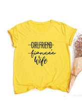 Load image into Gallery viewer, Girlfriend Fiance Wife T-Shirt Future Mrs Tee Engagement Gift Fiance Shirt Bachelorette Party Tops Trendy Casual Tshirts custom handmade print
