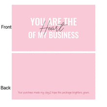 Load image into Gallery viewer, 30 Pieces Pink Thank You Cards For Shipping Packaging Gift You are the Heart of My Business Cards  Wrapping Valentine&#39;s Day Wedding
