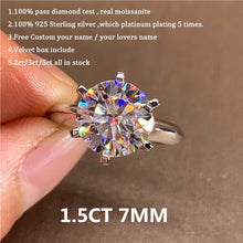 Load image into Gallery viewer, 0.5 - 5 Carat Round Moissanite Ring 6 Prongs  Sterling Silver Plated 14K Gold High Clarity D Color Diamond Rings Woman Jewelry custom name engrave
