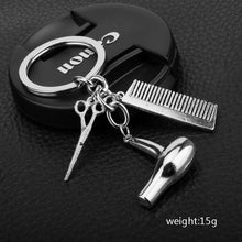 Load image into Gallery viewer, Hairdresser Barber Salon Beauty Esthetician Charm Keychain Gift Comb Scissors Hair Dryer Car Interior Pendant Jewelry Gift
