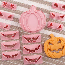 Load image into Gallery viewer, 13 PIECE Set Halloween Pumpkin Cookie Cutters DIY Face Biscuit Fondant Embosser Stamp Cake Decorating Tool Baking Supplies kitchenware crafting
