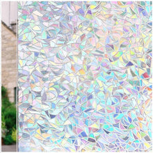 Load image into Gallery viewer, 3D Rainbow Effect Window Film 45x100cm Stained Glass Vinyl Self Adhesive Film Static Cling Window Stickers Heat Control Anti UV holographic art craft tool supply diy
