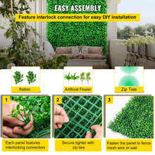 Load image into Gallery viewer, Artificial Plants Grass Wall Panel Boxwood Hedge Backdrop Home Decor Privacy Fence Backyard Wedding Party Background Moss crafting material business supply tool
