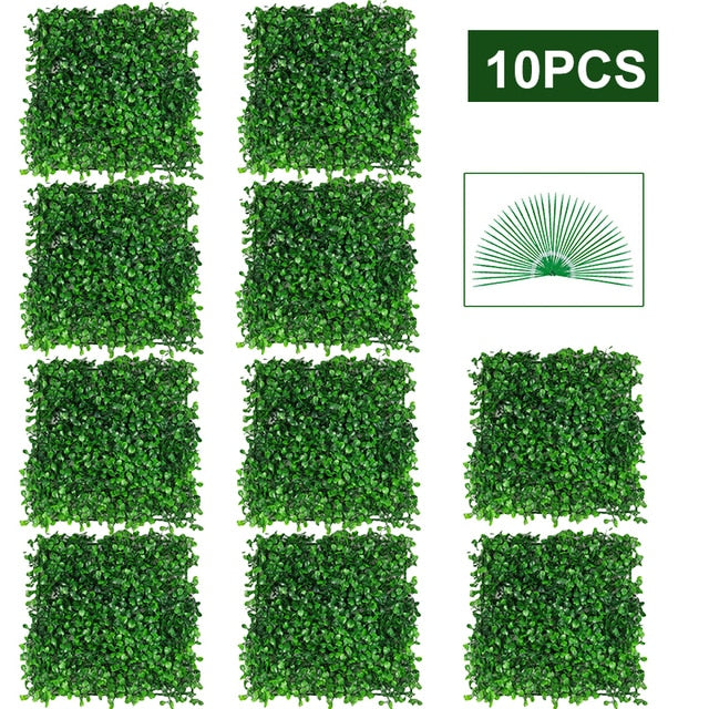 Artificial Boxwood Grass 25x25cm Backdrop Panels Topiary Hedge Plant Garden Backyard Fence Greenery Wall Decor crafting material DIY building art turf