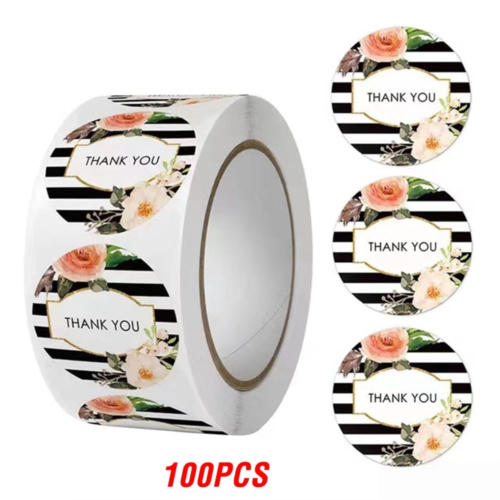 100-500 Pieces Round Thank You Stickers for Envelope Seal Labels Gift Packaging decor Birthday Party small business Stationery Sticker