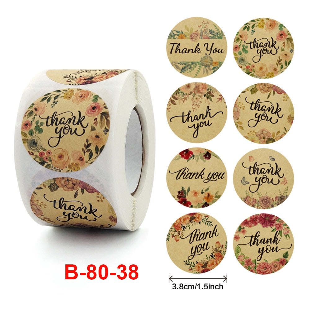 100-500 Pieces Round Laser English Thank You Gift Seal Sealing Stickers with Waterproof Wedding Holiday Label