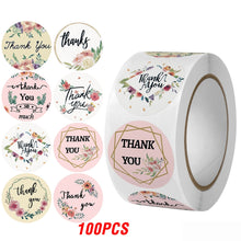 Load image into Gallery viewer, 100-500 Pieces Round Thank You Stickers for Envelope Seal Labels Gift Packaging decor Birthday Party small business Stationery Sticker
