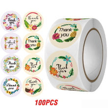 Load image into Gallery viewer, 100-500 Pieces Round Thank You Stickers for Envelope Seal Labels Gift Packaging decor Birthday Party small business Stationery Sticker
