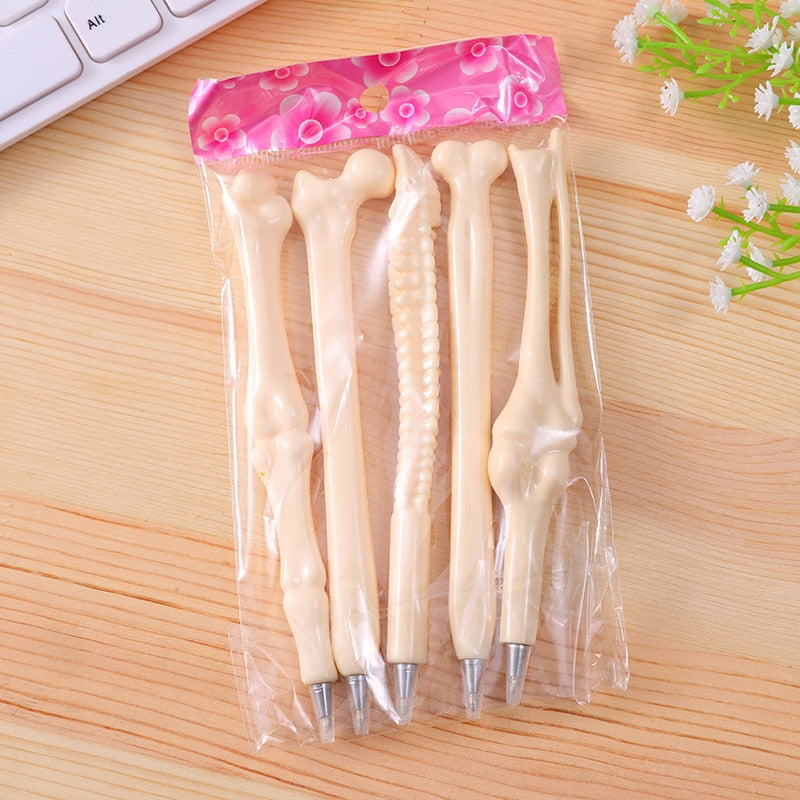 5Pcs/Set Lifelike Bone Shape Ballpoint Pen School Office Writing Supplies Gift Stationery doctor anatomy phd science art craft