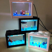 Load image into Gallery viewer, Mini Aquarium Fish Tank Lamp Control Color Circular Aquarium Mini Fish Tank Light Home Decoration Aquarium Accessories building block diy
