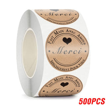 Load image into Gallery viewer, 100-500pcs Merci Kraft Sticker French Thank You Fait Main Avec Amour DIY Multifunction Paper Label Adhesive Gift Seal Sticker
