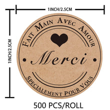 Load image into Gallery viewer, 100-500pcs Merci Kraft Sticker French Thank You Fait Main Avec Amour DIY Multifunction Paper Label Adhesive Gift Seal Sticker
