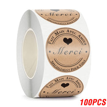 Load image into Gallery viewer, 100-500pcs Merci Kraft Sticker French Thank You Fait Main Avec Amour DIY Multifunction Paper Label Adhesive Gift Seal Sticker
