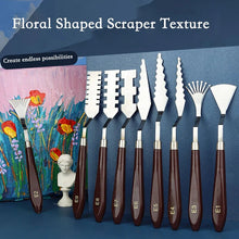 Load image into Gallery viewer, 9 Piece Flower Art Scraper Texture Knife Art Palette Knife Special-shaped Scraper Oil Painting Acrylic Paint Tool for Art Students craft supplies
