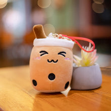 Load image into Gallery viewer, 10cm Cute Boba Milk Tea Keycahin Soft Stuffed Purple Pink Green Taste Milk Tea Bag Pendent Decro Little Festival Gifts Custom handmade
