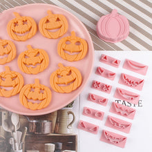 Load image into Gallery viewer, 13 PIECE Set Halloween Pumpkin Cookie Cutters DIY Face Biscuit Fondant Embosser Stamp Cake Decorating Tool Baking Supplies kitchenware crafting
