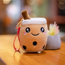 Load image into Gallery viewer, 10cm Cute Boba Milk Tea Keycahin Soft Stuffed Purple Pink Green Taste Milk Tea Bag Pendent Decro Little Festival Gifts Custom handmade
