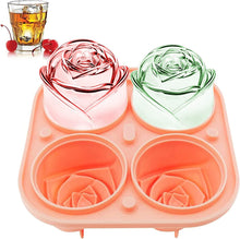 Load image into Gallery viewer, 3D Rose Ice Molds 2.5 Inch Large Ice Cube Trays Make 4 Giant Cute Flower Shape Ice Silicone Rubber Fun Big Ice Ball Maker mould kitchen gadget crafting tool
