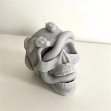 Load image into Gallery viewer, Skull Snake Head Mold Epoxy Resin DIY Silicone Molds Halloween Haunted Horror House Desk Decor Candle Mould art craft supply tool

