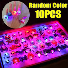 Load image into Gallery viewer, LED Halloween Rings Creative Pumpkin Ghost Skull Glowing In Dark Finger Rings Toys Lights Home Party Decoration goodie bag supplies
